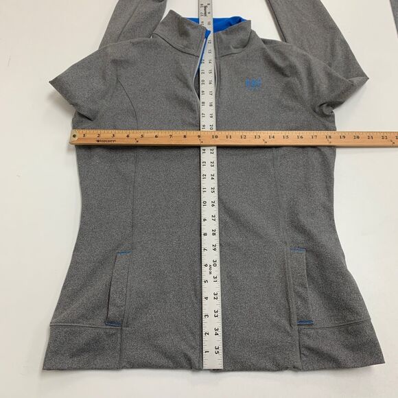 Abercrombie Jacket Women L Large Gray Heather Full Zip Mock Neck Thumbhole Run - Picture 8 of 16